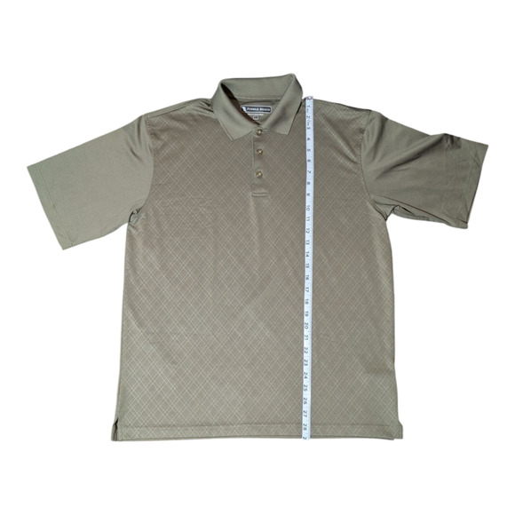 Pebble Beach Performance - Polo Golf Shirt-Checked -Men's Size Large Olive Green - Picture 3 of 5